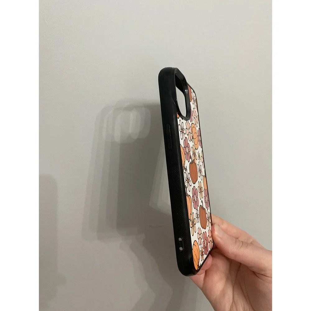 Pumpkin Floral Phone Case‎ iPhone 14 Orange Pink Retro Fall Autumn Pattern